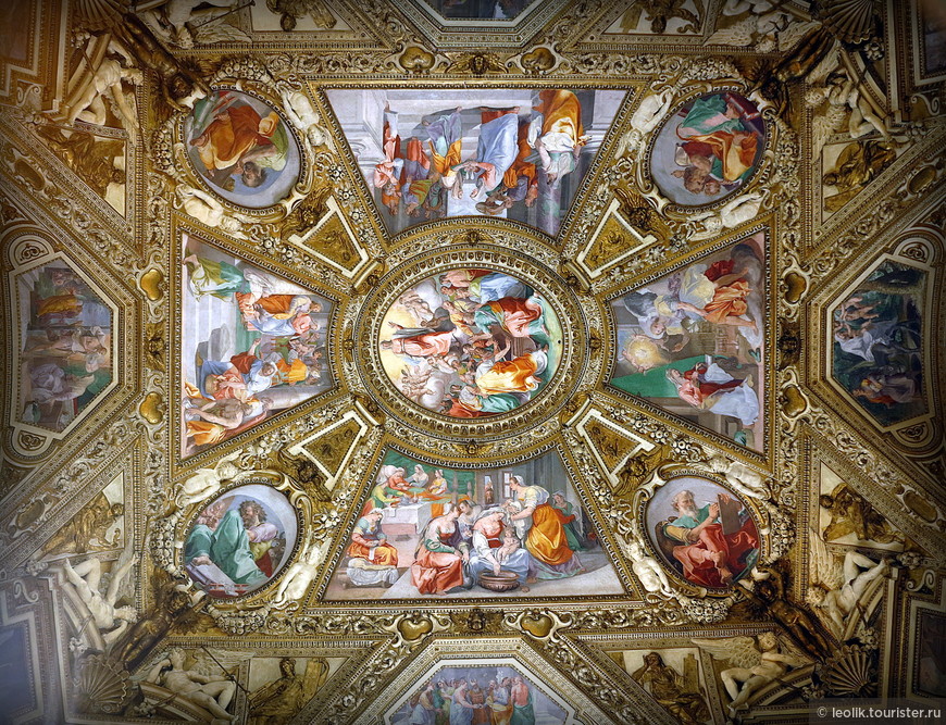 Роспись потолков в церкви Санта Мария ин Трастевере. Рим.
