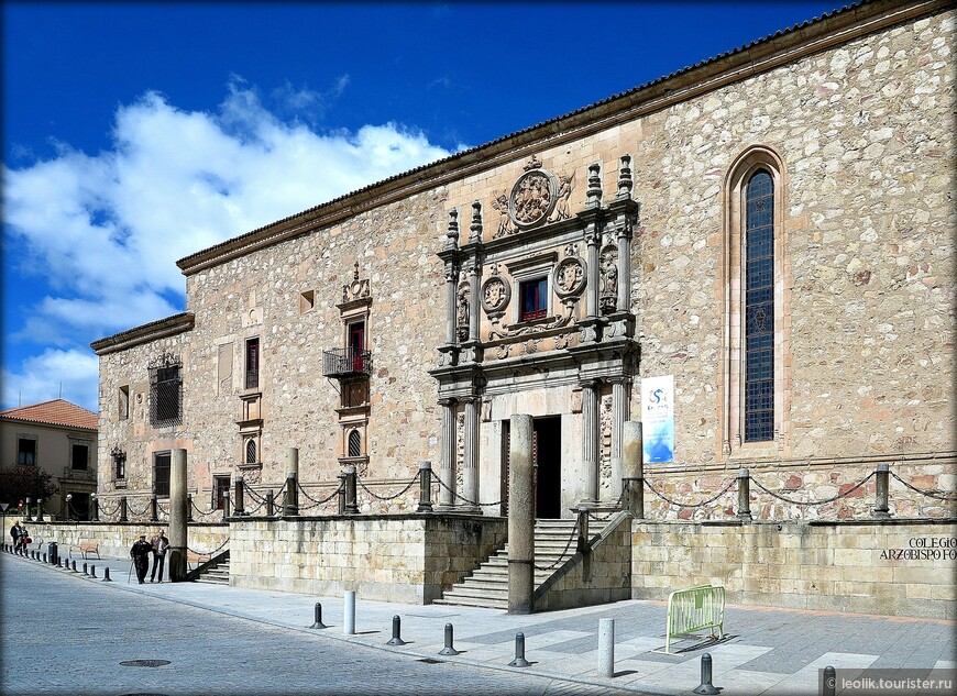 Коллегия архиепископа Фонсека (Colegio Mayor Arzobispo Fonseca) была построена по его инициативе в 1521 году. В строительстве приняли участие ведущие испанские архитекторы:Диего де Силое и Хуан де Алава. Коллегия Фонсека — это единственное полностью сохранившееся в первозданном виде университетское здание в Саламанке. Согласно булле папы Клемента VII, в 1525 году в нем было разрешено открыть теологический факультет. 
