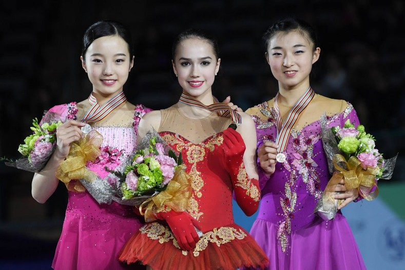 Золото: Алина Загитова, Серебро: Marin Honda, Бронза: Kaori Sakamoto.(Фото из интернета)