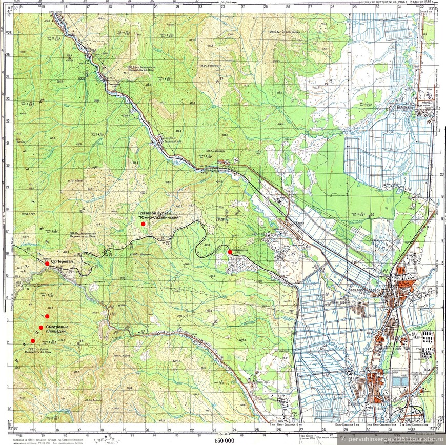 Топографическая карта восточного участка Хосинсен