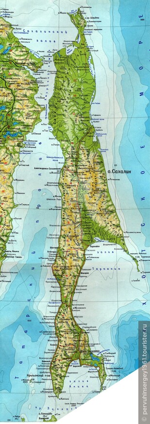Карта острова Сахалин