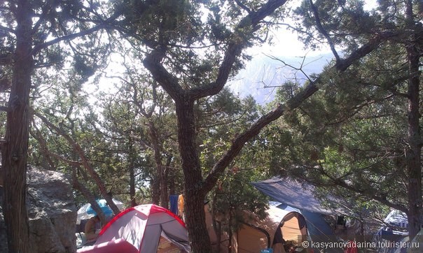 Крым. Бухта Ласпи. Вид из палатки. Палаточный йога-лагерь.  