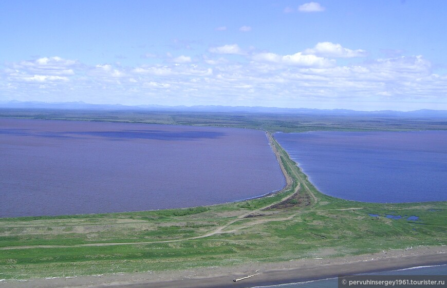 Дамба через озеро Невское. Съемка с вертолета. Мониторинг 2005 г.