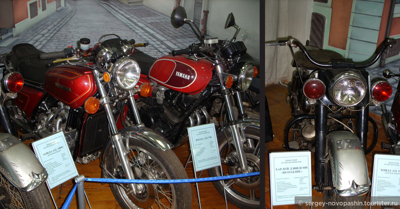 Слева: Honda GL 1000 Gold Wing. Япония, 1974; Yamaha XS 750. Япония, 1981. Справа: Harley Davidson Duo Glide.США,1962 © Илья А. Новопашин, 2006