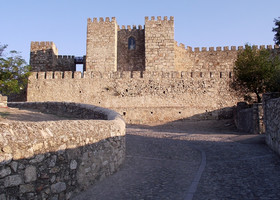 Albacara, в плане неправильный многоугольник с башнями.  Внутри крепости сохранились два накопительных водных резервуара неизвестного времени постройки и часовня Девы Победы, покровительницы города.