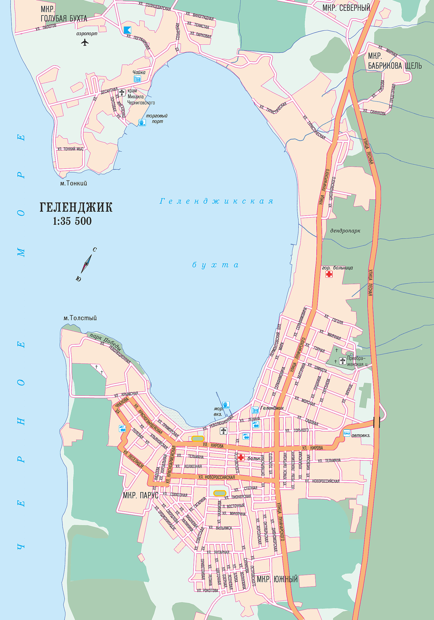 Карта геленджика с улицами подробная с номерами домов