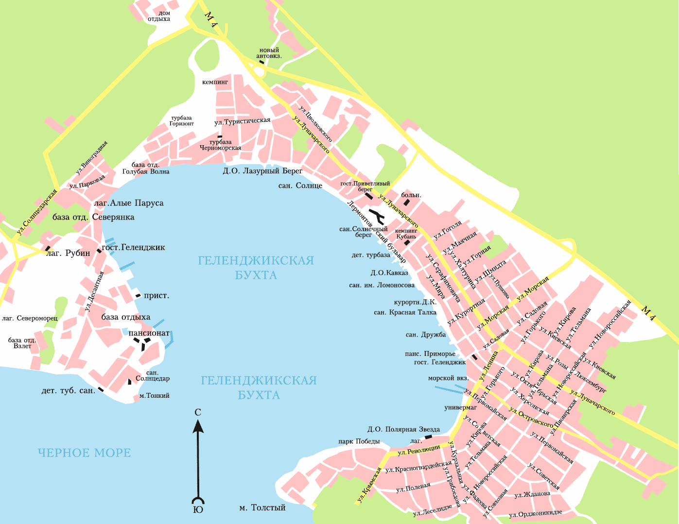 Геленджик карта побережья подробная с городами и поселками