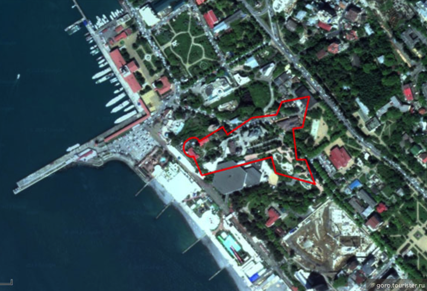 план форта Александрия отмечен красным цветом на современной карте