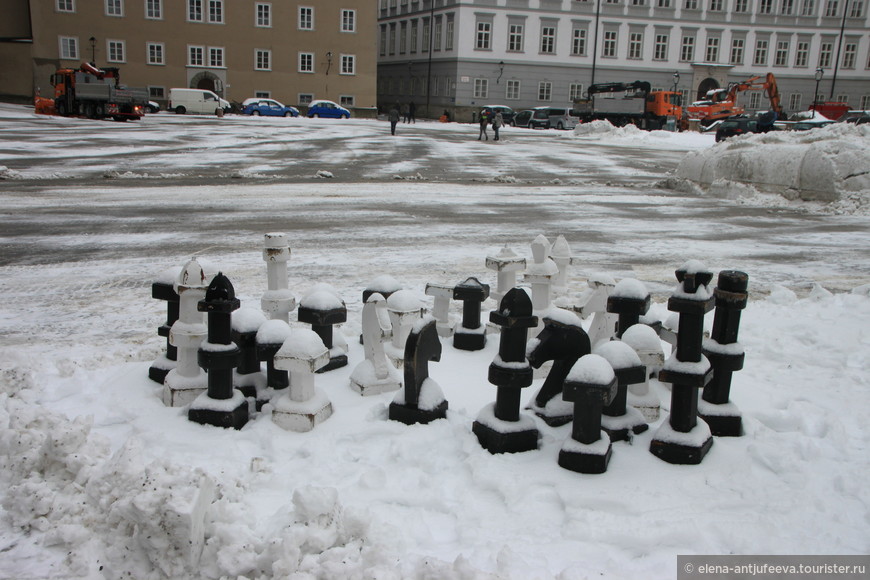 Шахматы в снегу