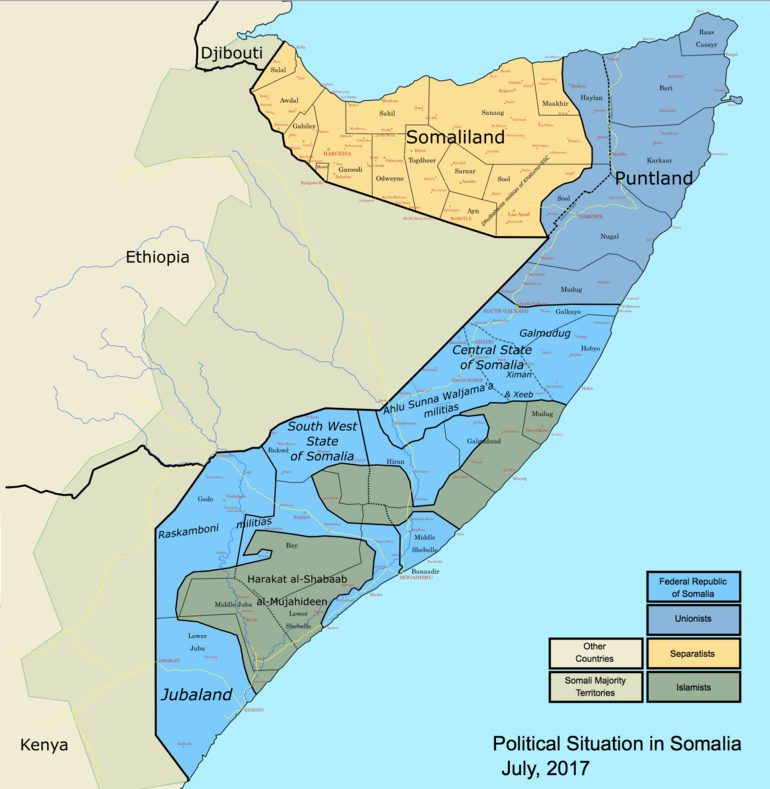 Часть сомалийской территории до сих пор находится под контролем исламистов