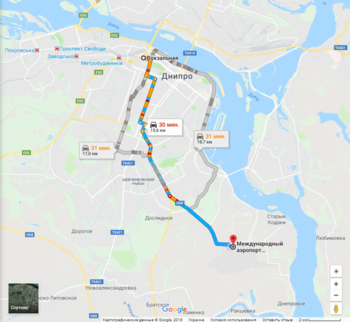 Схема маршрута до аэропорта