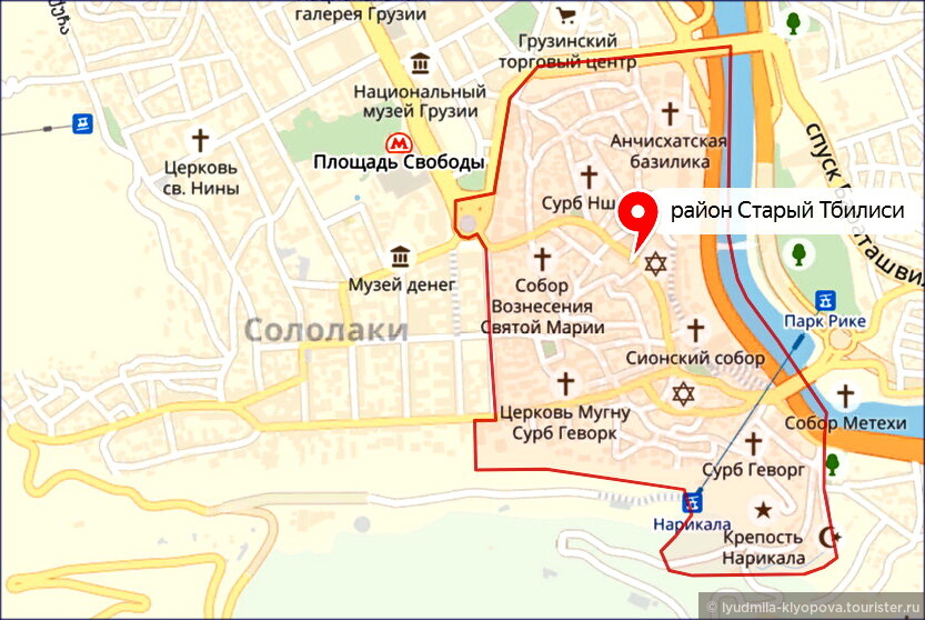 Тбилиси карта достопримечательностей на русском