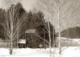 Вид на старое здание Водолечебницы. Стилизация под винтажное фото. Фото © Новопашин С.А., 2005.