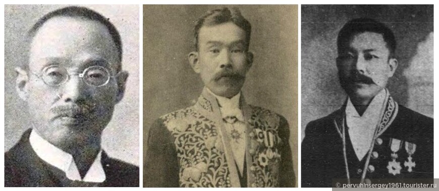 Губернаторы Карафуто, при которых строился порт в Хонто. Слева-направо: Okada Bunji 1914-1916, Sakaya Akira 1916-1919. 1924-1926, Nagai Kinjiro 1920-1923