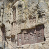 Хачкары (крест-камни) на стенах монастыря Гегард