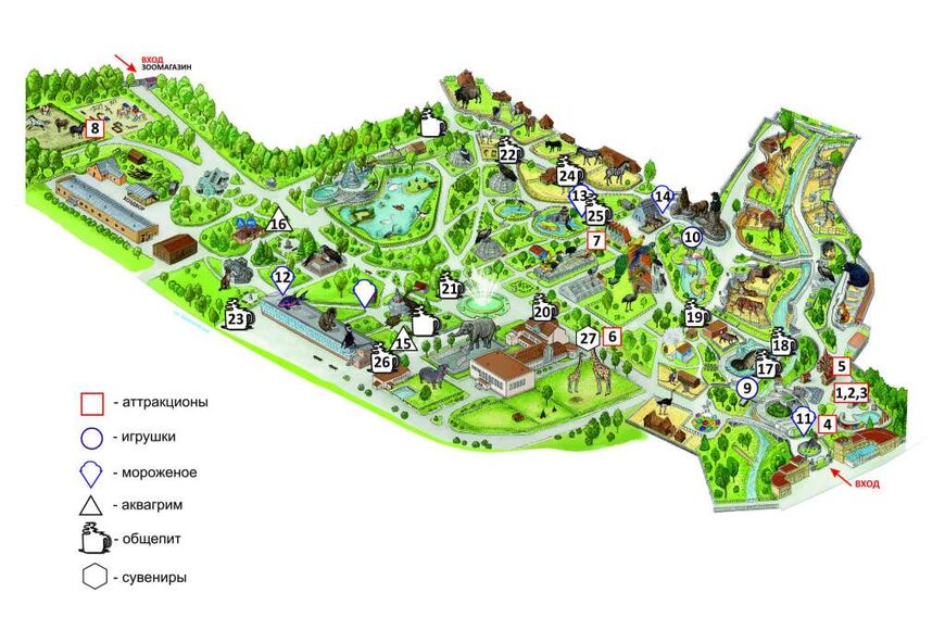 Карта зоопарка в Калининграде