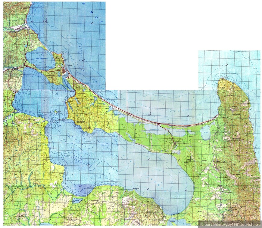 карта Тунайчинской озерной системы. масштаб в 1 см - 500 метров