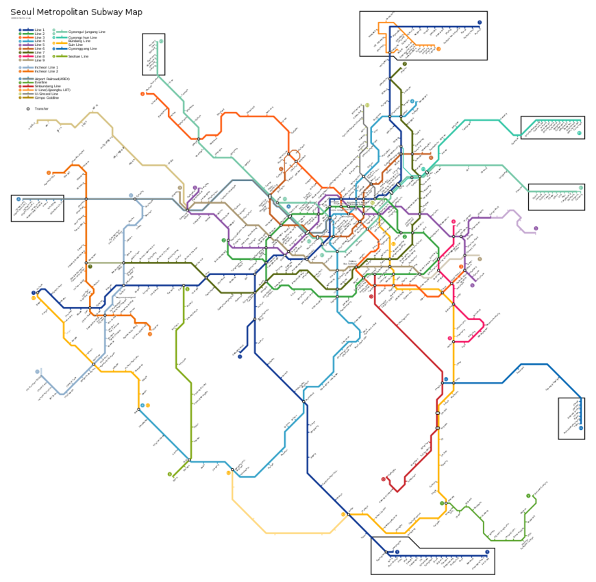 Схема Сеульского метрополитена
