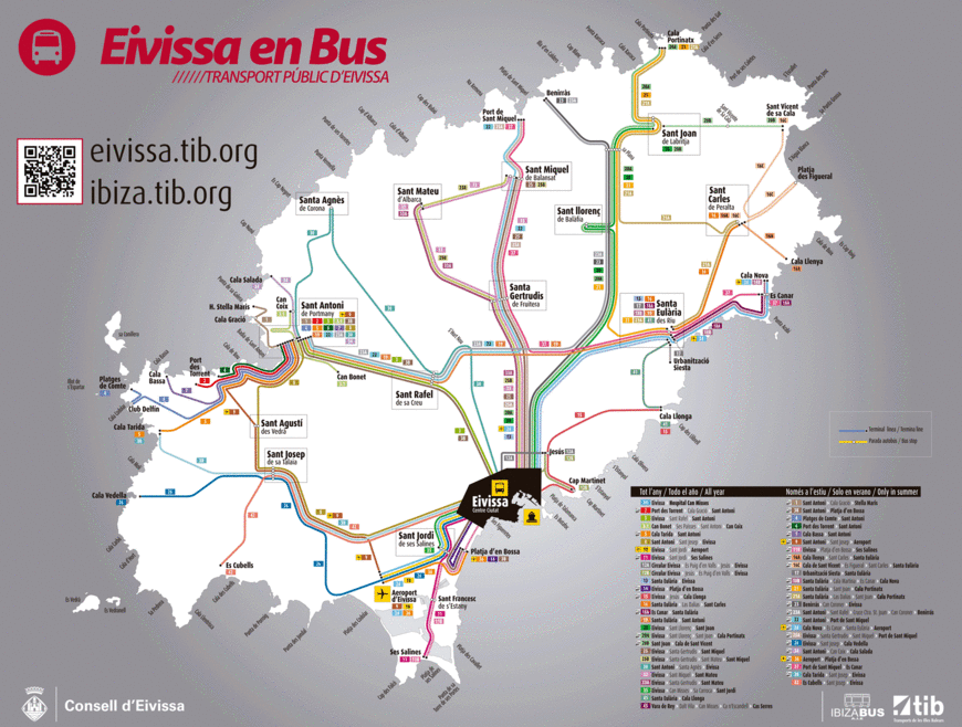 Карта автобусных маршрутов по острову