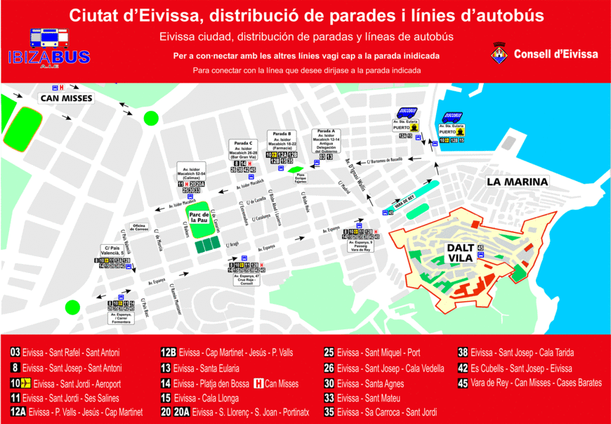 Карта автобусных маршрутов по городу