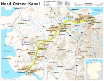 Кильский канал на карте