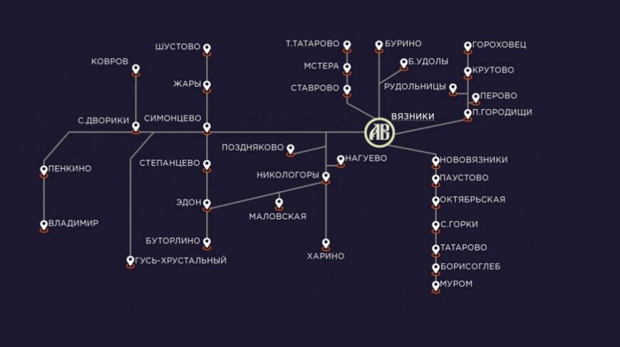 Карта маршрутов с автовокзала