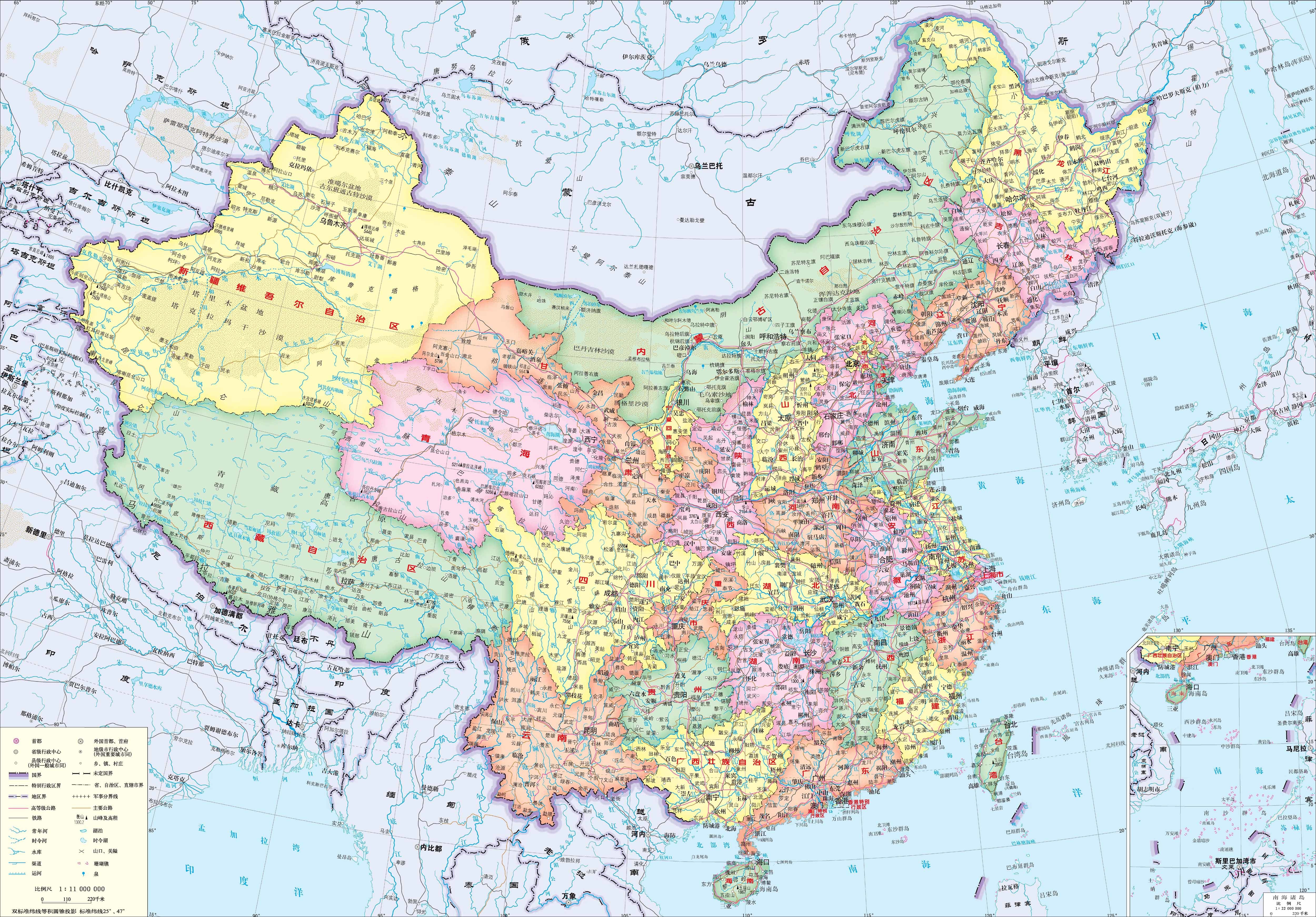 Подробная карта Китая с городами на русском языке — Туристер.Ру