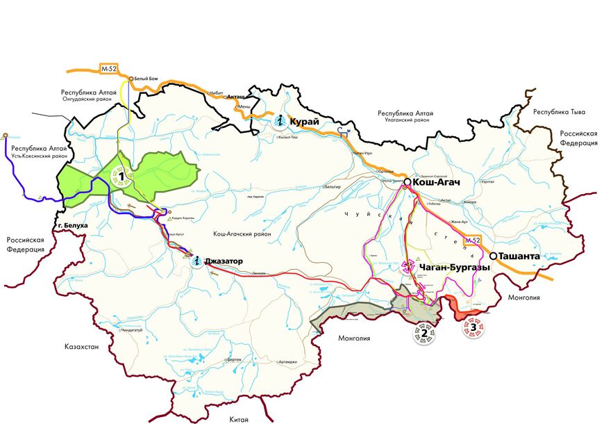 Карта границ кластеров Сайлюгемского национального парка
