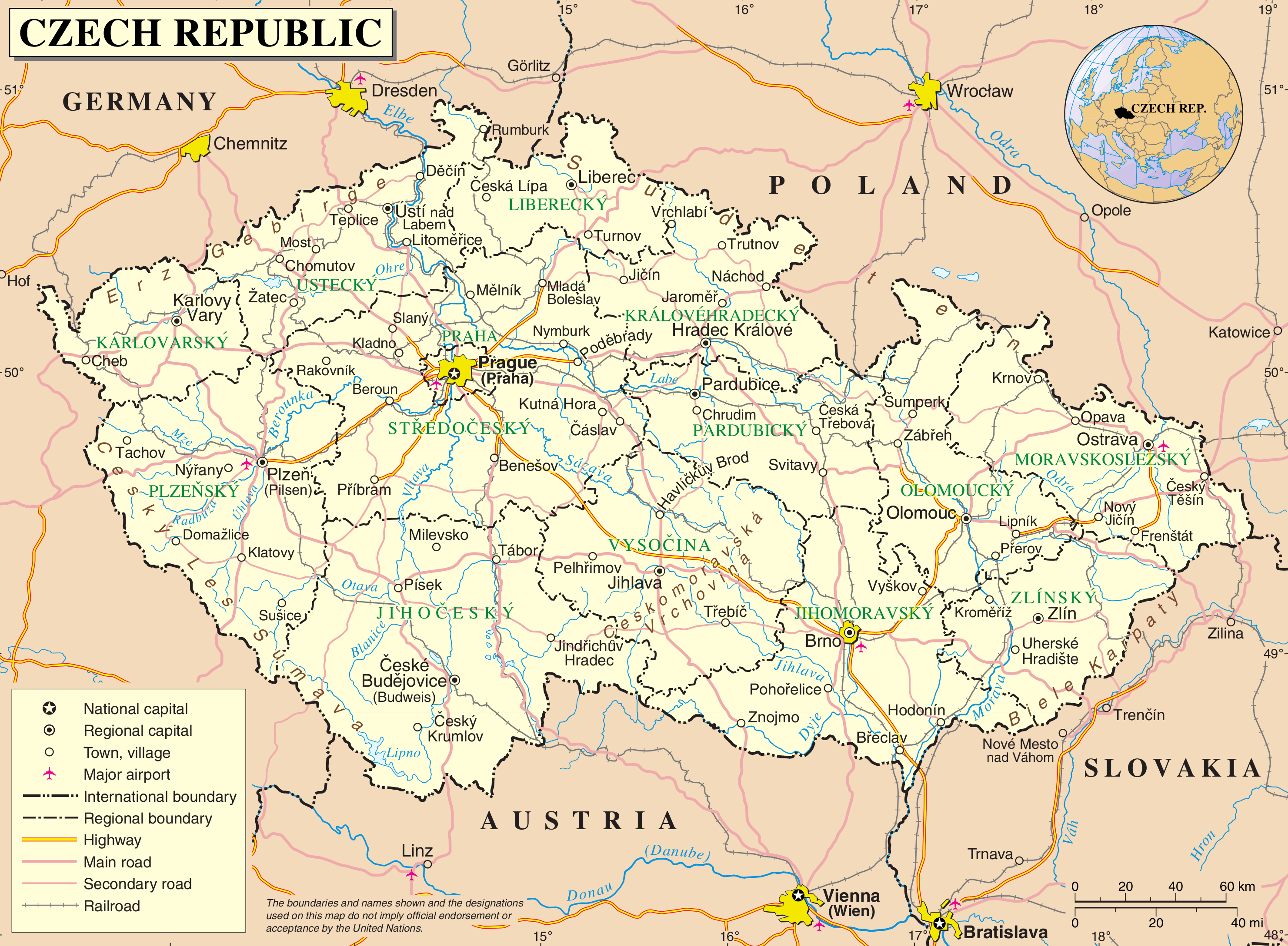 Карта Чехии на русском языке с городами. Подробная карта Чехии — Туристер.Ру