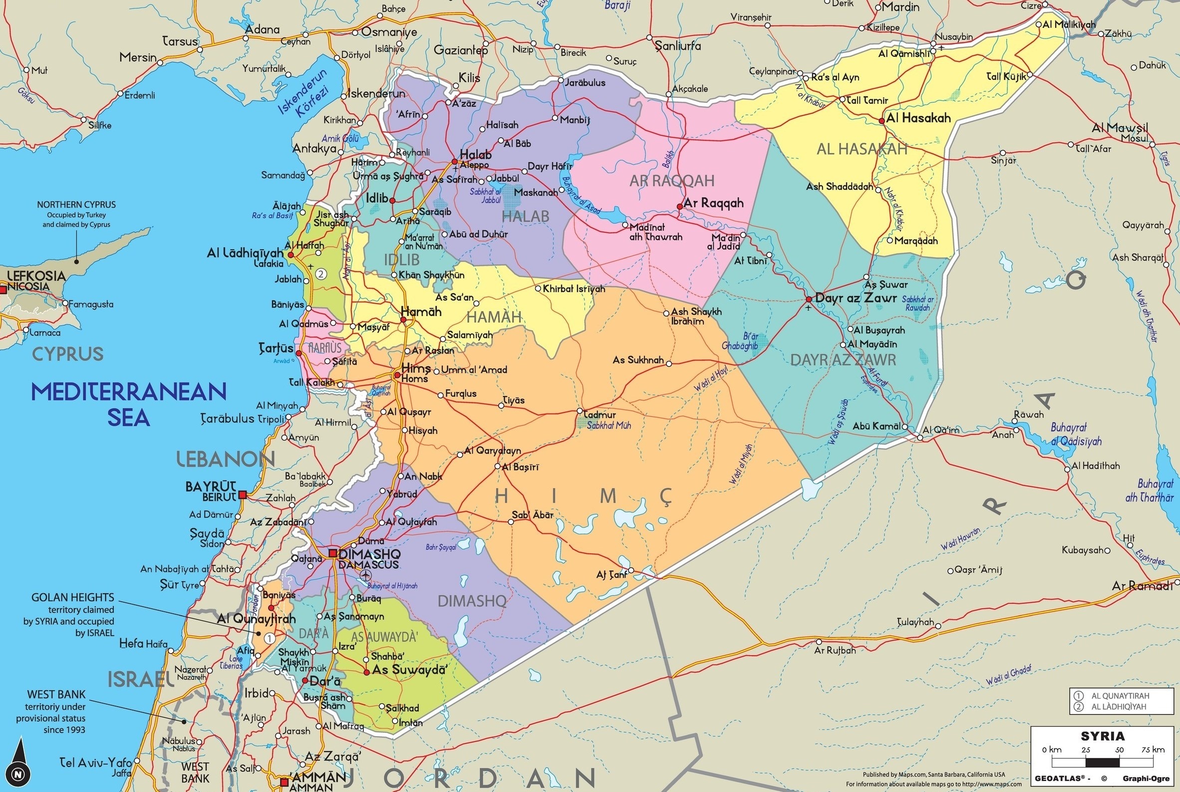 Сирия карта контролируемых территорий 2023