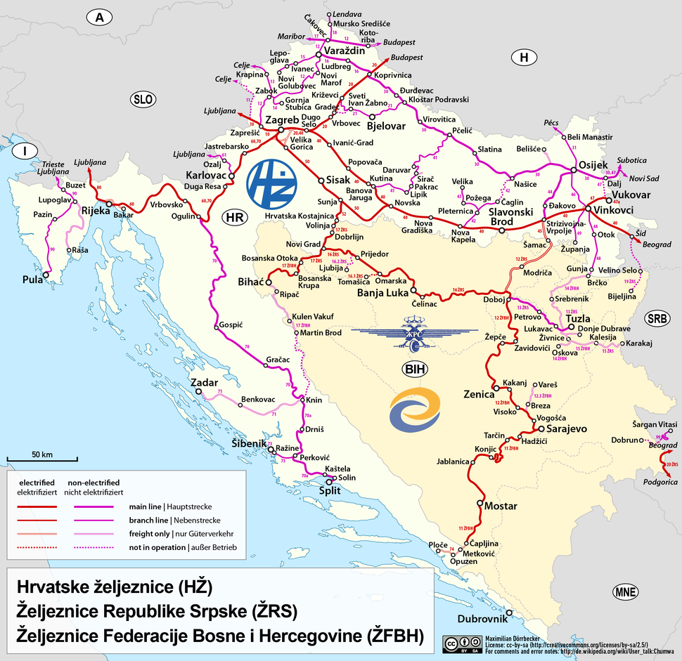 Карта жд хорватии