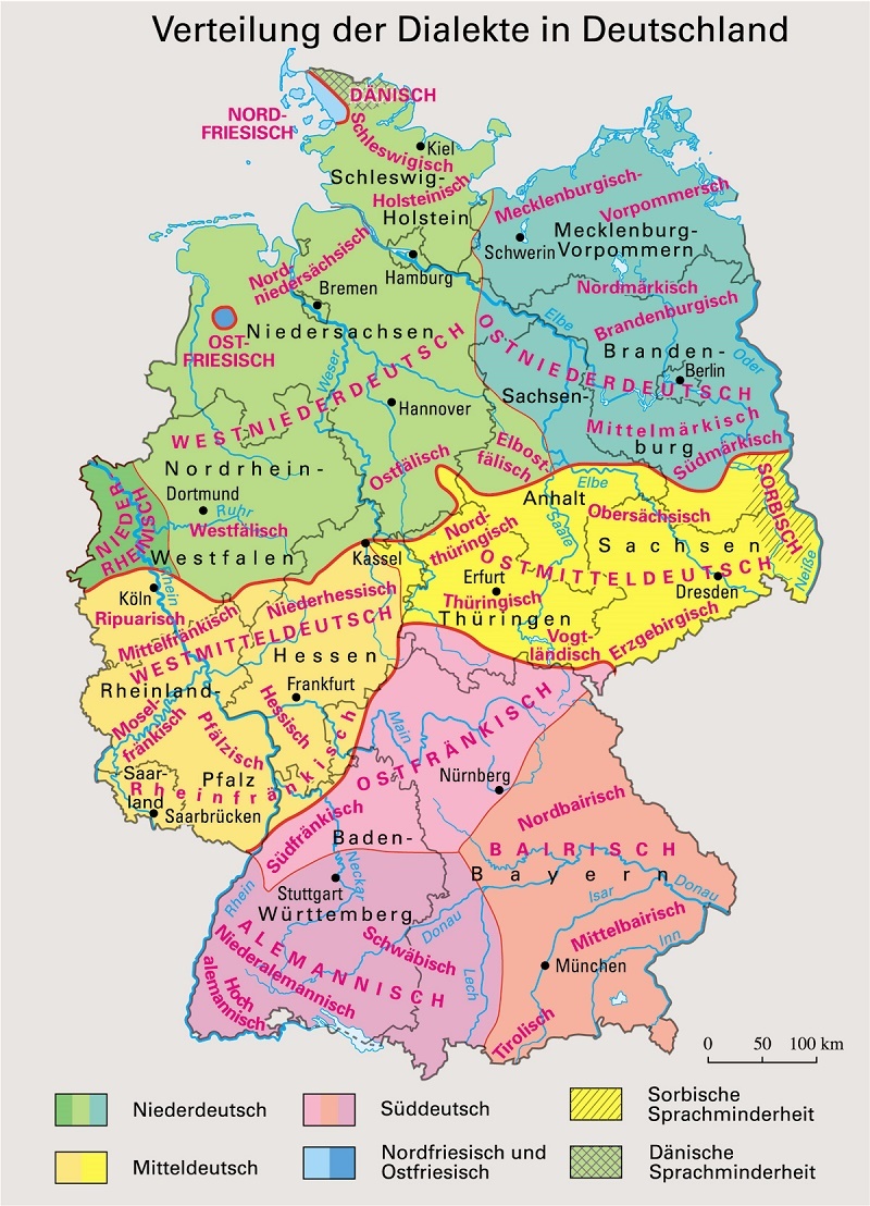 Подробная карта Германии на русском языке с городами, карта языков Германии— Туристер.Ру