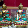 Бронзовые статуэтки будды с покрытием бирюзой и кораллом