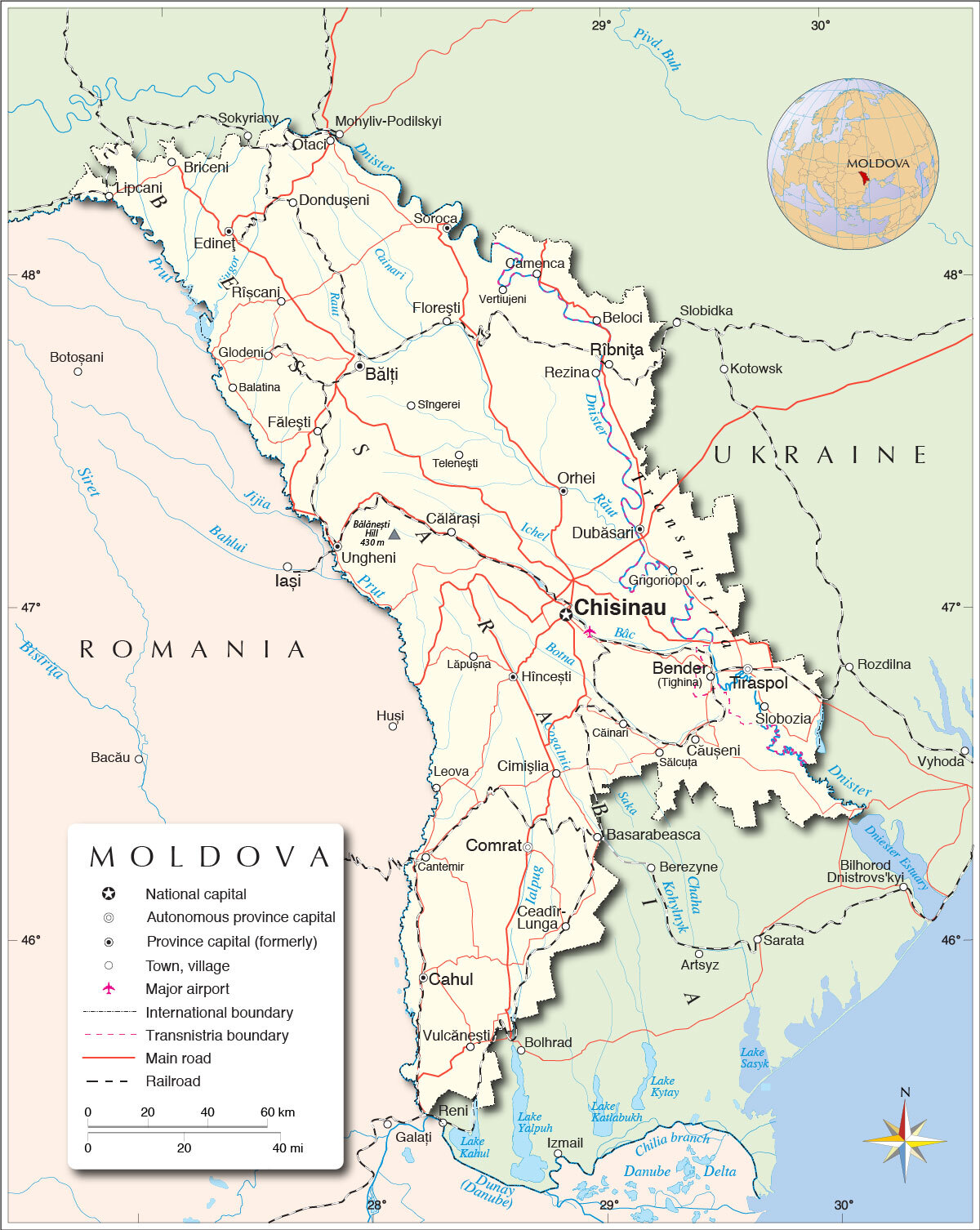 Карта севера молдавии