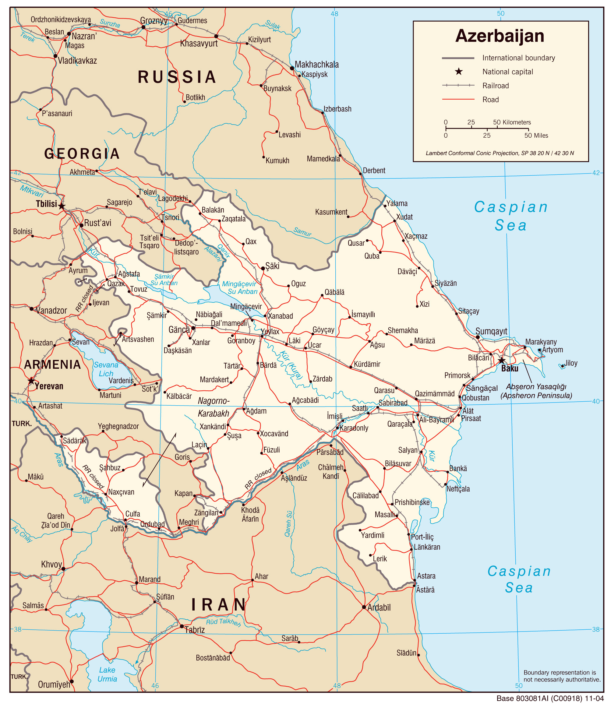 Карта азербайджана с городами на русском