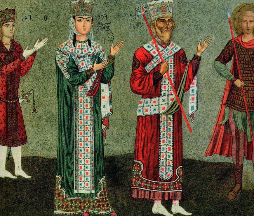 Фрагмент рисунка Г. Гагарина с изображением царицы Тамары и Георгия III