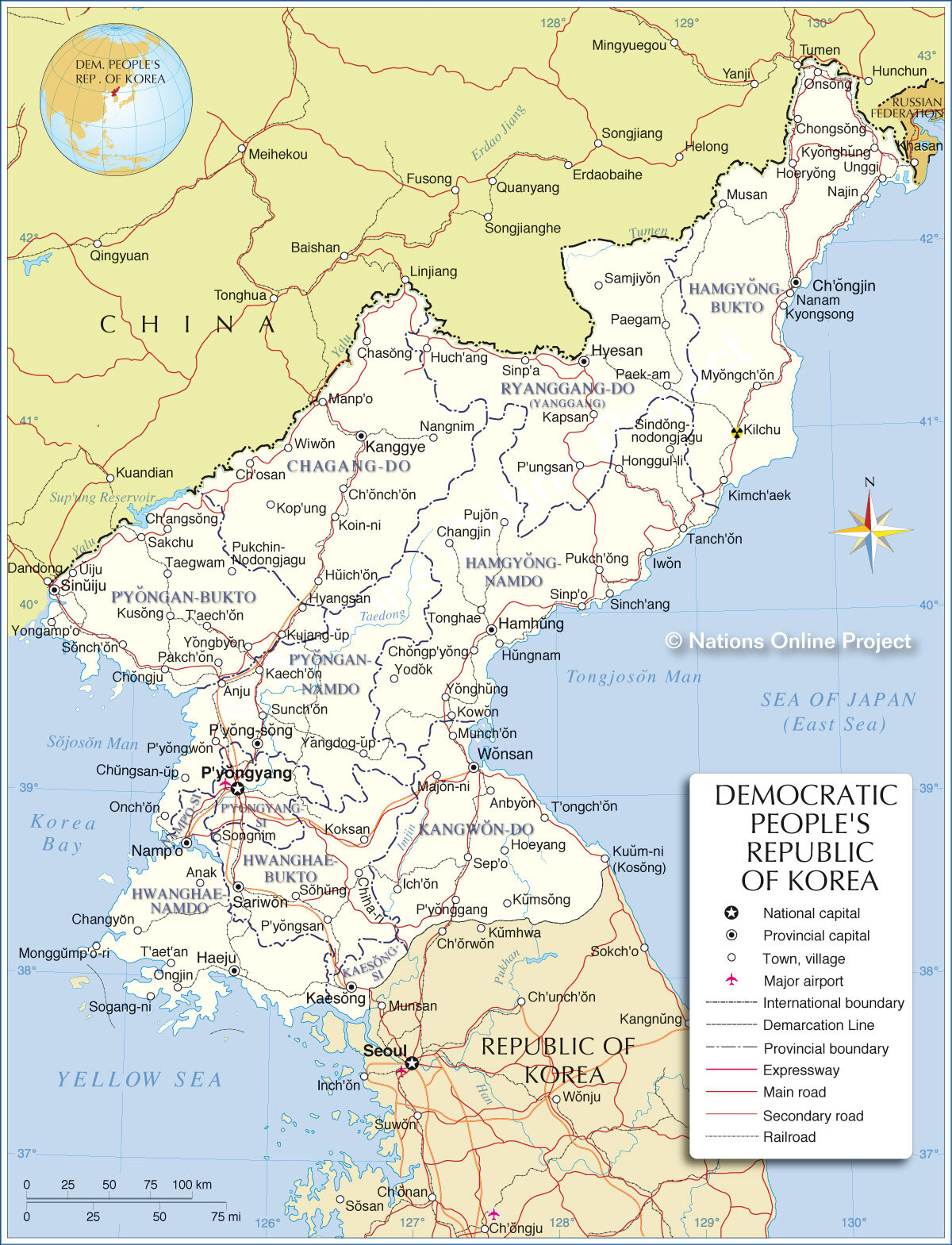 Карта Северной Кореи, подробная на русском языке — Туристер.Ру