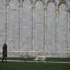 Пиза, дама с собачкой на фоне Кампо Санто на площади Чудес в Пизе, экскурсии по Флоренции и Тоскане с частным индивидуальным гидом на русском языке