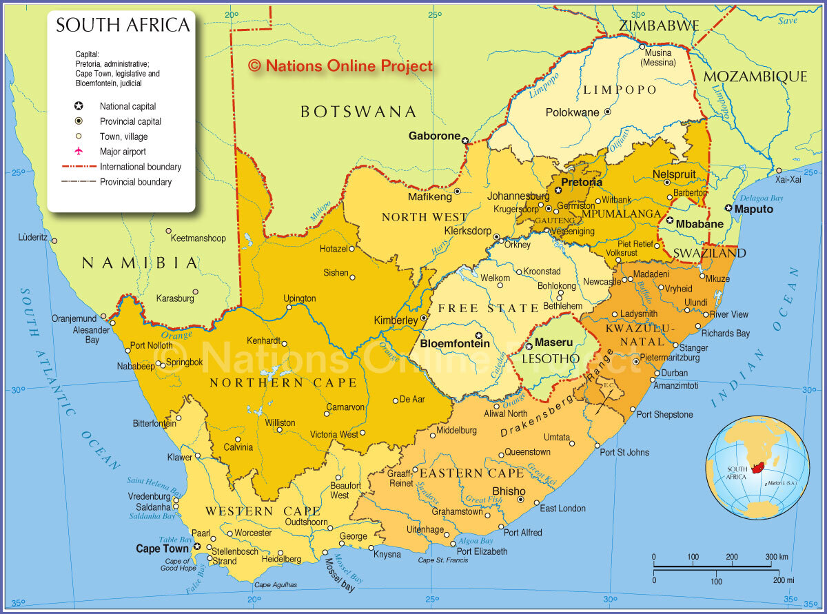 ЮАР карта географическая