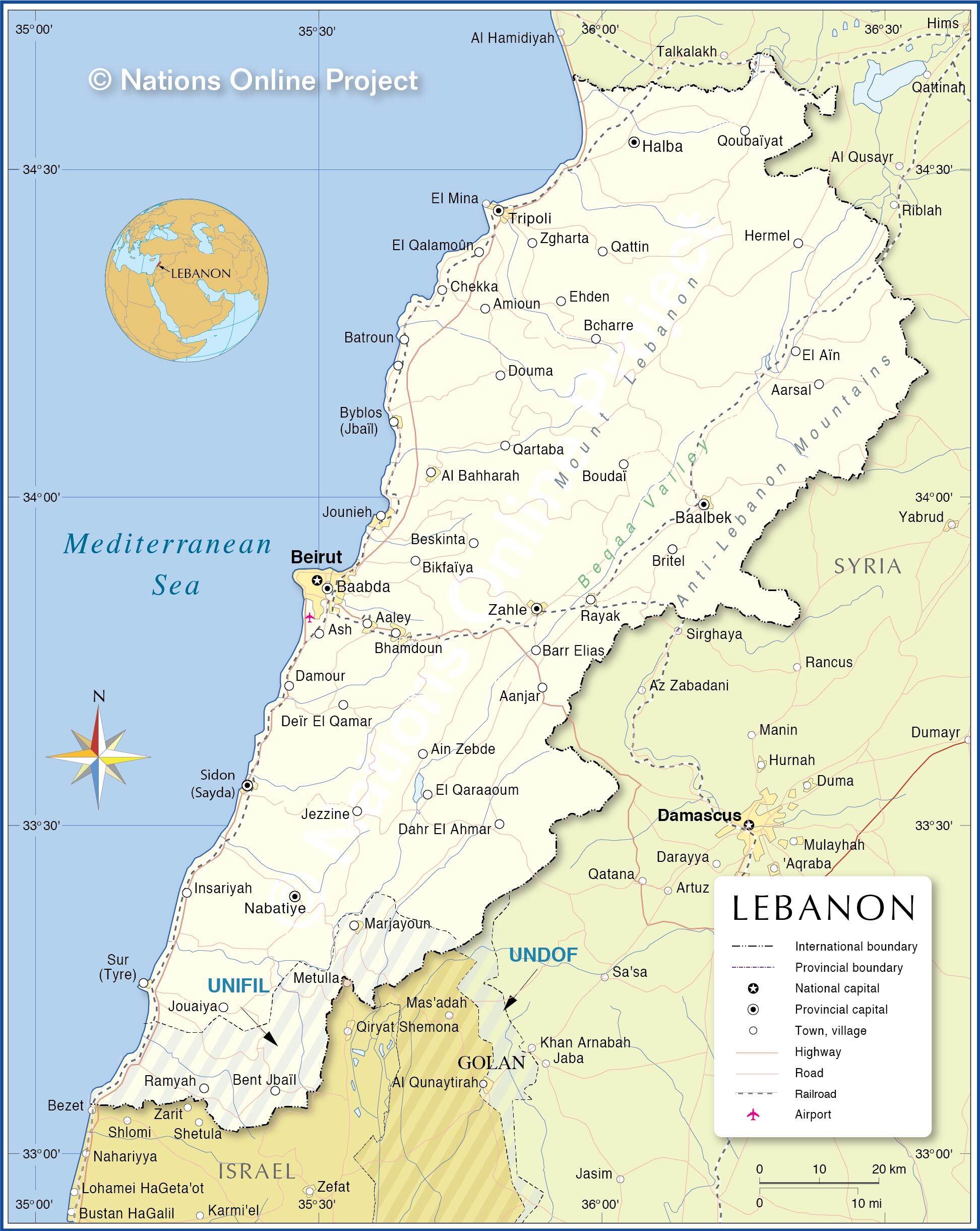 Карта Ливана, подробная на русском языке — Туристер.Ру