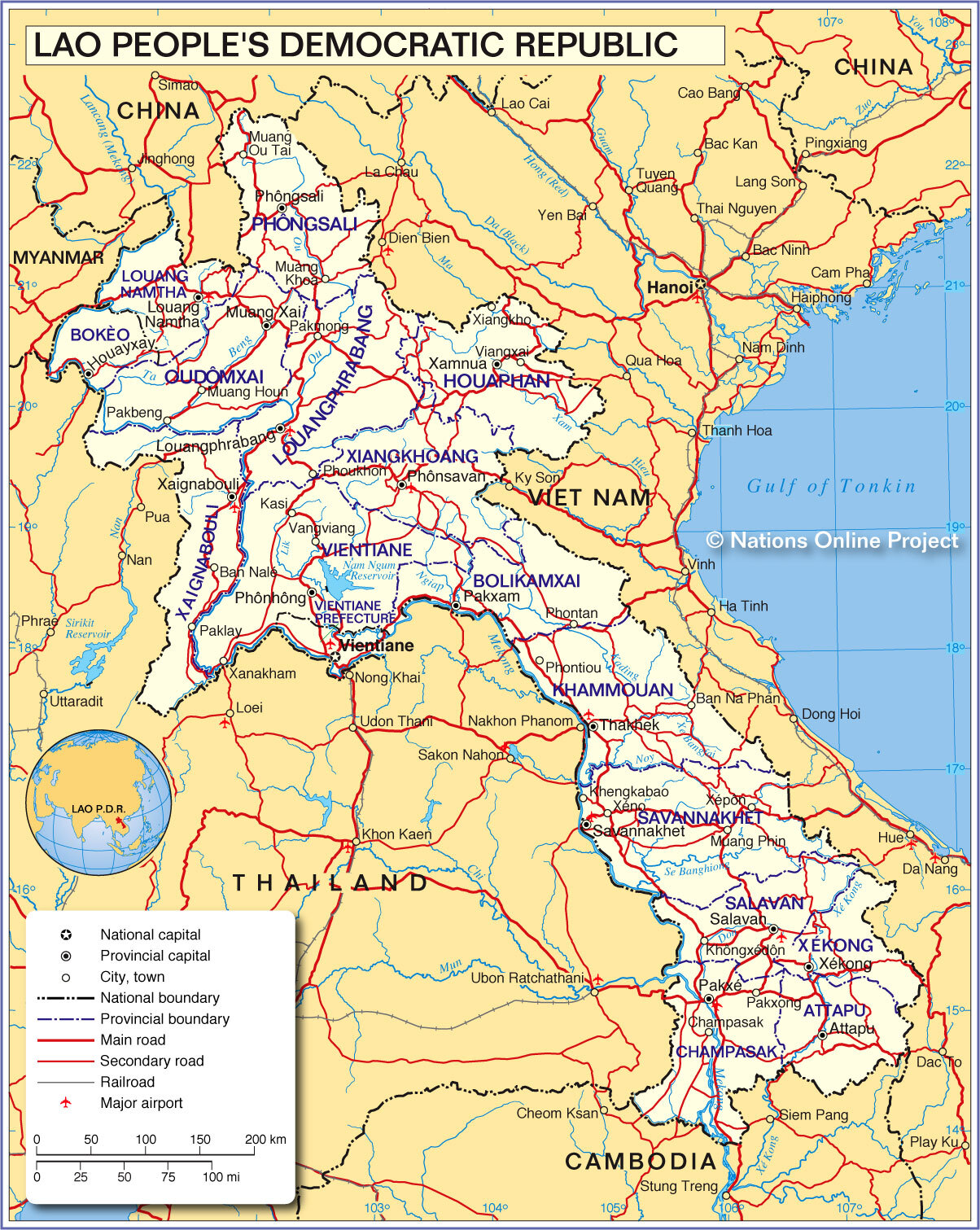 Столица лаос карта
