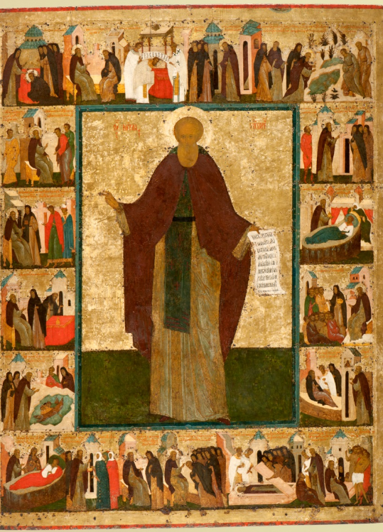 Икона с житием преподобного Кирилла Белозерского. 