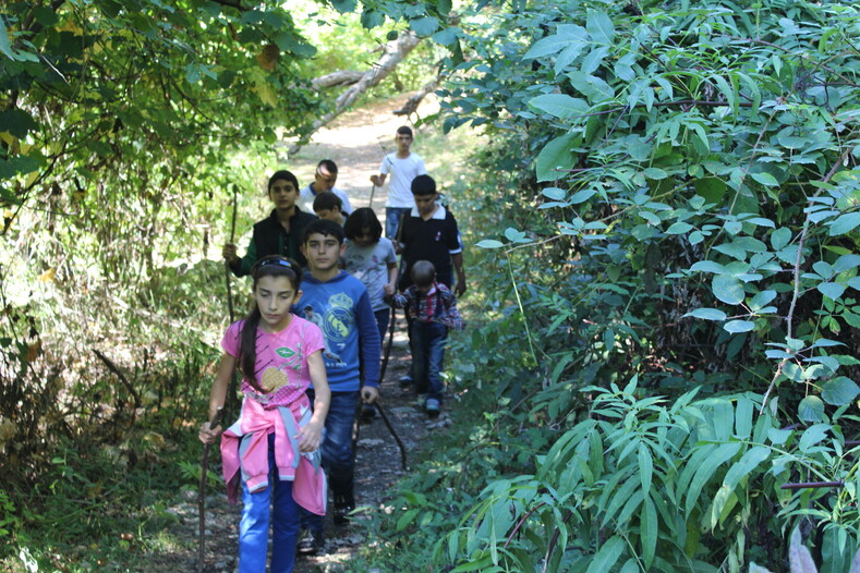 Школьники на экскурсии в лесу