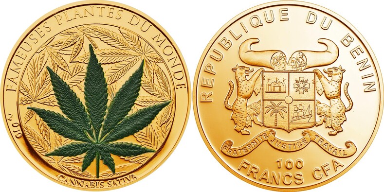 монета с марихуаной