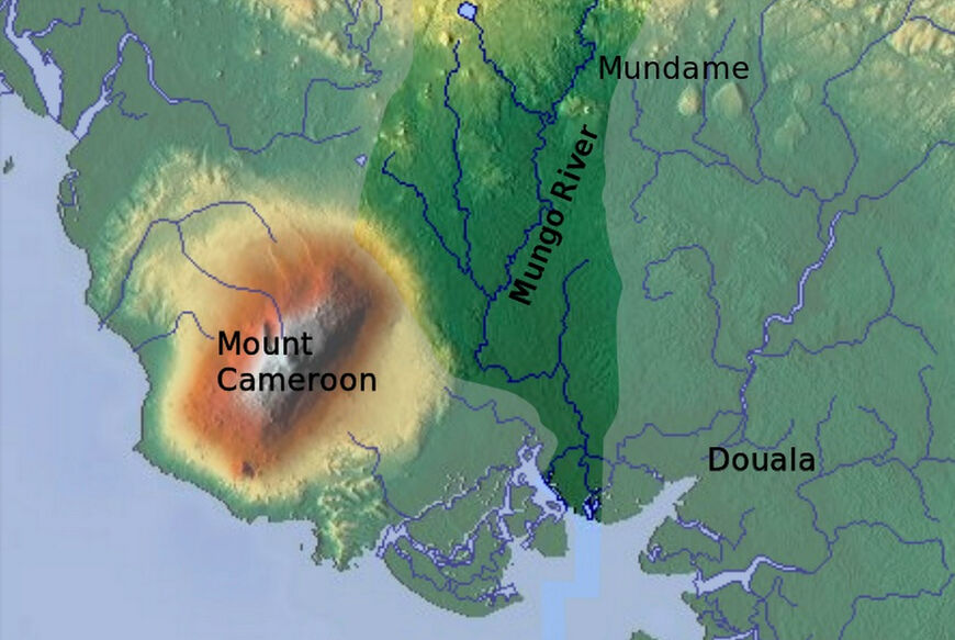 Вулкан Камерун на карте Африки
