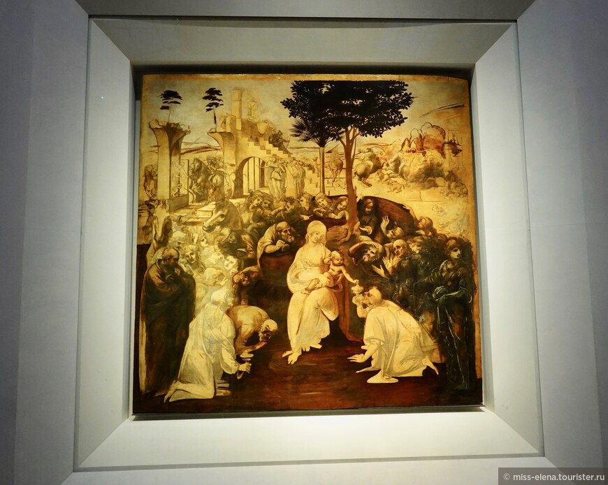 Леонардо да Винчи «Поклонение волхвов».Незаконченная работа.Была заказана монахами церкви сан Донато в Скопето.


