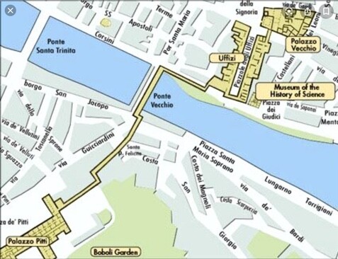 Для любителей планов привожу схему расположения коридора на карте Флоренции.