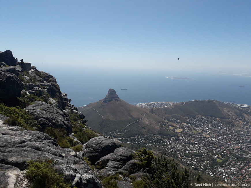  Гора  Львиная Голова, а вдали тот самый остров Robben, в тюрьме которого просидел четверть века Нельсон Мандела.


