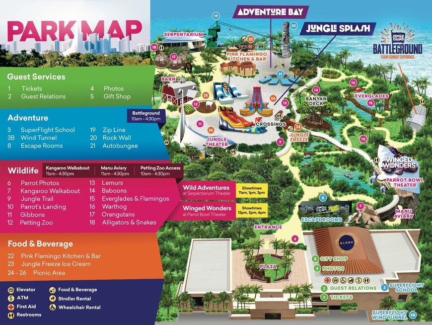 Карта тематического парка Jungle Island