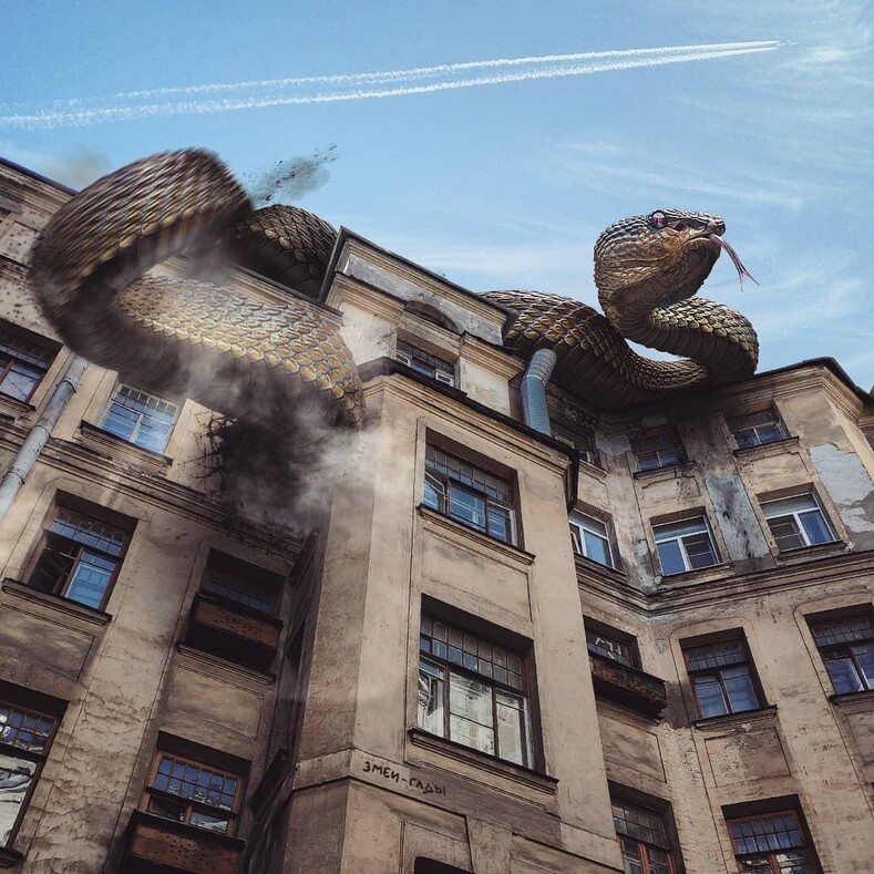 Художник заселил Санкт-Петербург гигантскими животными и андроидами